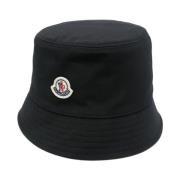 Zwarte Platte Kroon Smalle Rand Hoed Moncler , Black , Dames