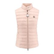 Nylon Mouwloos Jack met Donsvulling Moncler , Pink , Dames