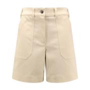 Stretch katoenen shorts met Maxi Logo Patch Moncler , Beige , Dames