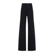 Midnight Black Wide Leg Pants Saint Laurent , Black , Dames