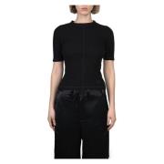 Zwarte Fitted Tee Shirt Y-3 , Black , Dames