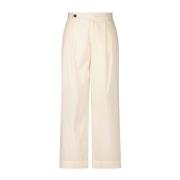 Wijde Katoenmix Broek Liviana Conti , Beige , Dames