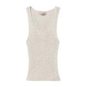 Beige Lurex Mouwloze Sweater Set Twinset , Beige , Dames