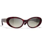 Rood Frame Grijs Verloop Zonnebril Chanel , Brown , Unisex