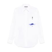 Witte Blouse met Borstzak Moschino , Blue , Dames