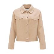 Stijlvolle Jas met Hatilli Detail Opus , Beige , Dames