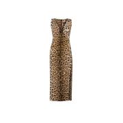 Jaguar-Print Bodycon Jurk Roberto Cavalli , Brown , Dames