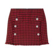 Rood en Zwart Tweed Rok Versace , Red , Dames