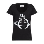 Zwart Top met Ronde Hals en Korte Mouwen Vivienne Westwood , Black , D...