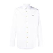 Witte Orb Logo Katoenen Overhemd Vivienne Westwood , White , Heren