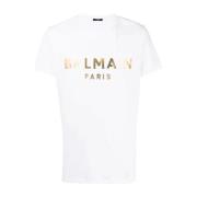 Stijlvol T-shirt in zwart Balmain , White , Heren