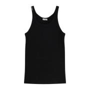 Geribbeld katoenen tanktop met logo Dolce & Gabbana , Black , Heren