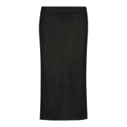 Fluwelen Midi Rok High-Waist Stijl Drykorn , Black , Dames