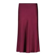 Elegante Glanzende Midi Rok Elastische Taille Drykorn , Purple , Dames