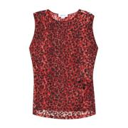 Rode en Zwarte Luipaardprint Top Alexander McQueen , Red , Dames