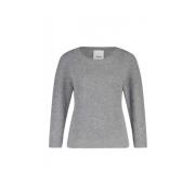 Geribbelde Wol-Kasjmier Trui Allude , Gray , Dames