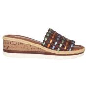 Bruin Mix Slide Sandaal voor Vrouwen ara , Brown , Dames