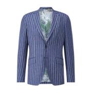 Slim-Fit Linnen Jas met Strepen Etro , Blue , Heren