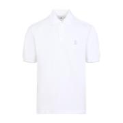 Optical White Polo Shirt Brunello Cucinelli , White , Heren