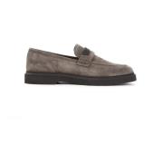 Leren Loafers in Taiga Stijl Brunello Cucinelli , Gray , Dames