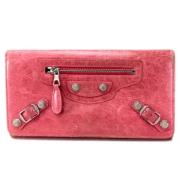 Pre-owned Leather wallets Balenciaga Vintage , Pink , Dames