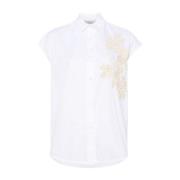 Witte Mouwloze Shirt met Bloemenapplicatie Ermanno Scervino , White , ...