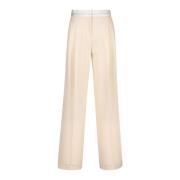 Hoge Taille Wijde Pijp Broek met Logo Patrizia Pepe , Beige , Dames