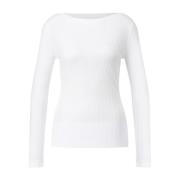 Geribbeld shirt met boothals Closed , White , Heren