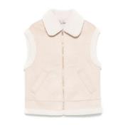 Beige Gebreid Gilet Aw24 MC2 Saint Barth , Beige , Dames