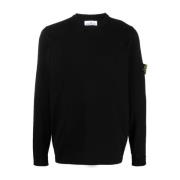 Zwarte Katoenen Gebreide Trui Stone Island , Black , Heren