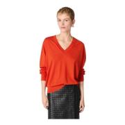 Luxe Cashmere V-Neck Sweater Oranje Bottega Veneta , Orange , Dames