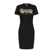 Jurk met logo Versace Jeans Couture , Black , Dames