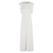 Elegante Midi Jurk met Kapmouwen Victoria Beckham , White , Dames