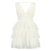 Tule Jurk met Gerimpelde Zoom Nicowa , White , Dames