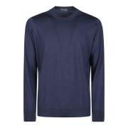 Korte Crewneck Gebreide Trui Drumohr , Blue , Heren