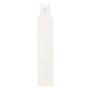 Witte Midi Jurk met Rauwe Zoom Rick Owens , White , Dames