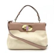 Pre-owned Leather handbags Bvlgari Vintage , Beige , Dames