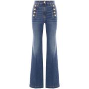 Indigo Blauwe Jeans met Knoopdetails Elisabetta Franchi , Blue , Dames