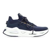 Chunky Sole Gebreide Lage Sneakers Emporio Armani EA7 , Blue , Heren