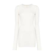 Geribbeld Ivoor T-shirt met Lange Mouwen Rick Owens , Beige , Dames