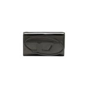 Zwarte spiegel lederen flap portemonnee Diesel , Black , Dames