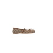 Beige en Bruine Ballerina Schoenen Gucci , Beige , Dames