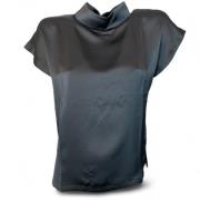 Satin Top met Opstaande Kraag Hugo Boss , Black , Dames