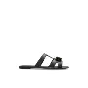 Rubberen slippers met applicatie Salvatore Ferragamo , Black , Dames