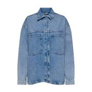 L/S Denim Shirt Only , Blue , Dames