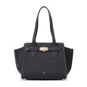 Elegante leren handtas met gespsluiting Aigner , Black , Dames