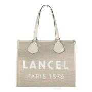 Zomer Tote Beige Jute Leer Lancel , Beige , Dames