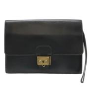 Pre-owned Leather clutches Hermès Vintage , Black , Dames