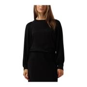 Zijdezachte Longsleeve Top Summum Woman , Black , Dames