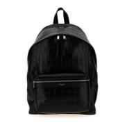 Zwarte leren schoudertas met rits Saint Laurent , Black , Heren